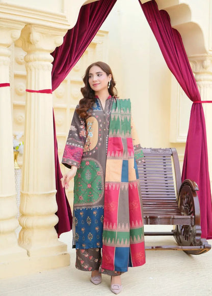Elegant Woman in Colorful Traditional Pakistani Outfit MWF COLLECTION
